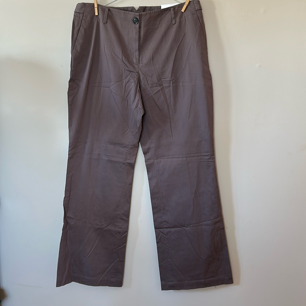 Loft curvy with stretch size 12 boot cut brown pants with just below waist fit